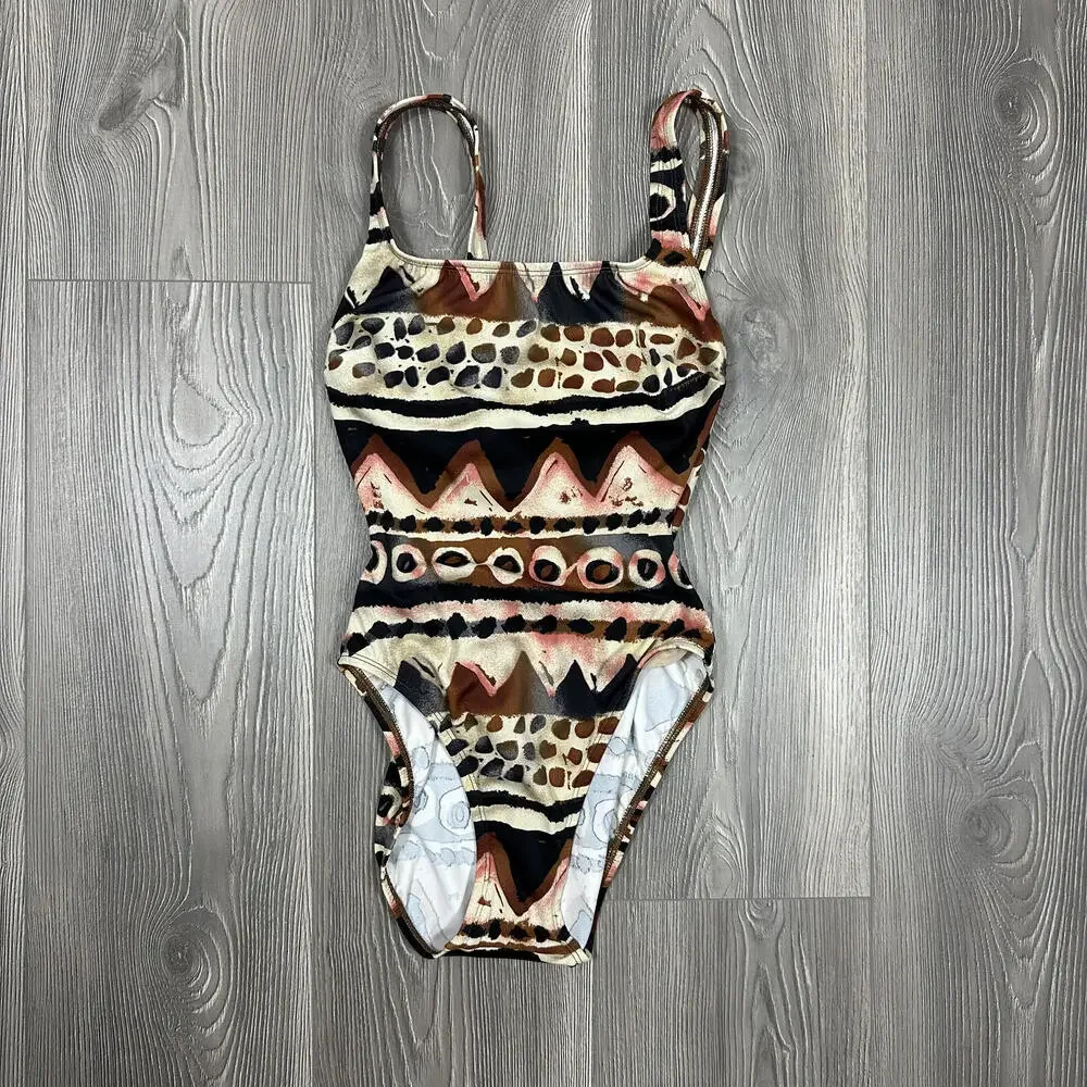 Vintage Baja Blue Neutral Printed One Piece Underwire‎ Swimsuit